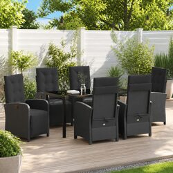 Stylish 7 Piece Outdoor Dining Set with Glass Top