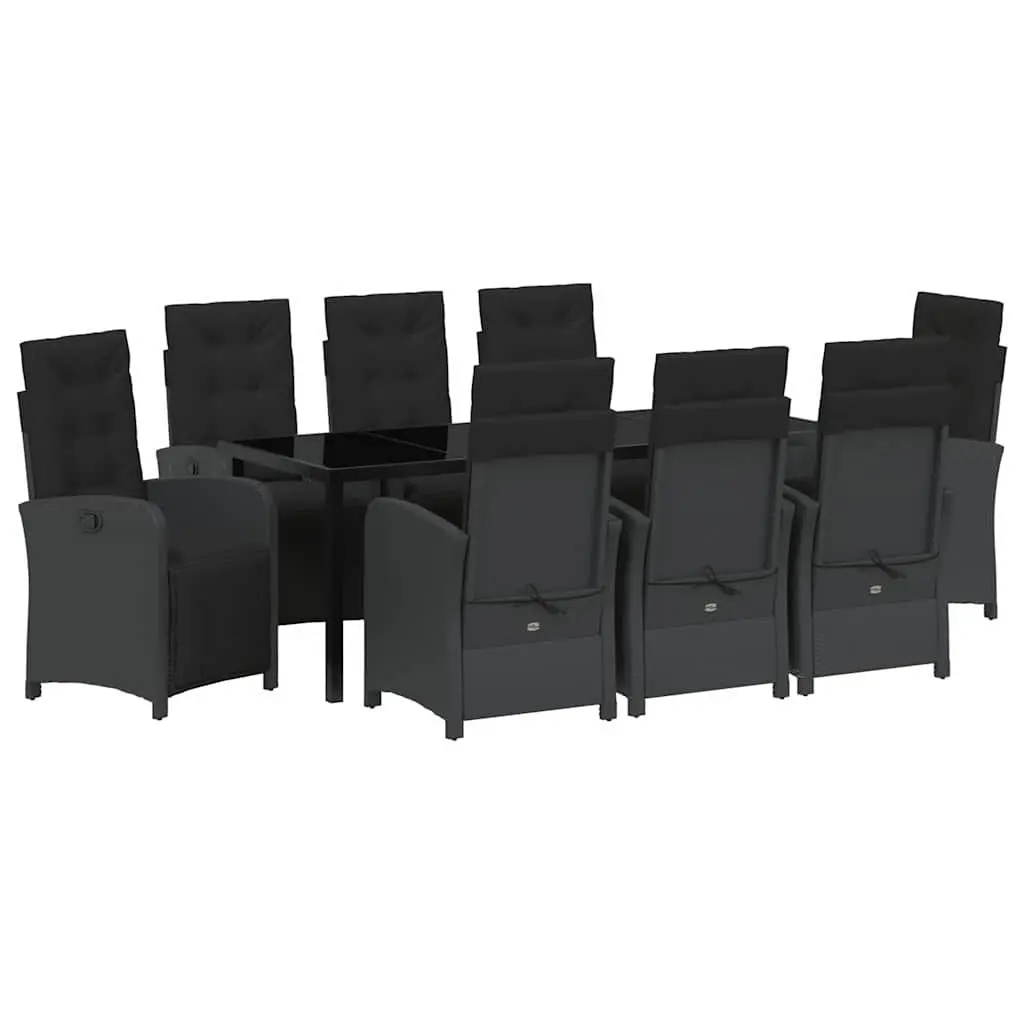 9-Piece Outdoor Dining Set with Black Poly Rattan