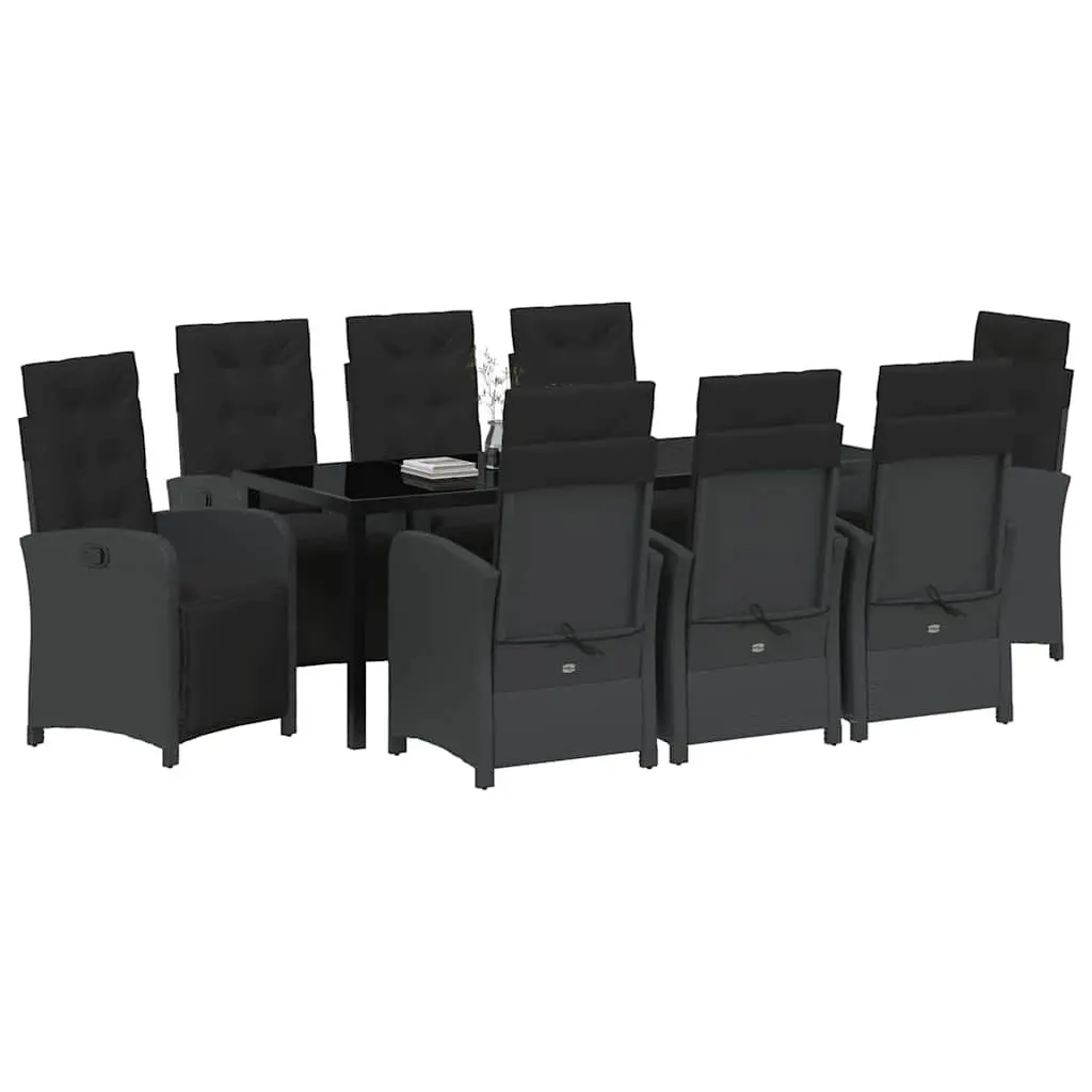 9-Piece Outdoor Dining Set with Black Poly Rattan