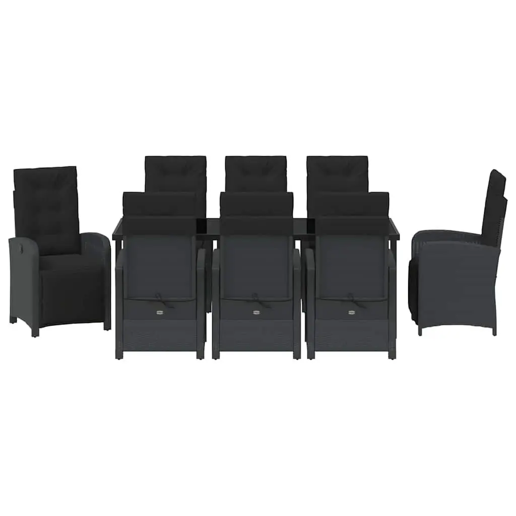 9-Piece Outdoor Dining Set with Black Poly Rattan
