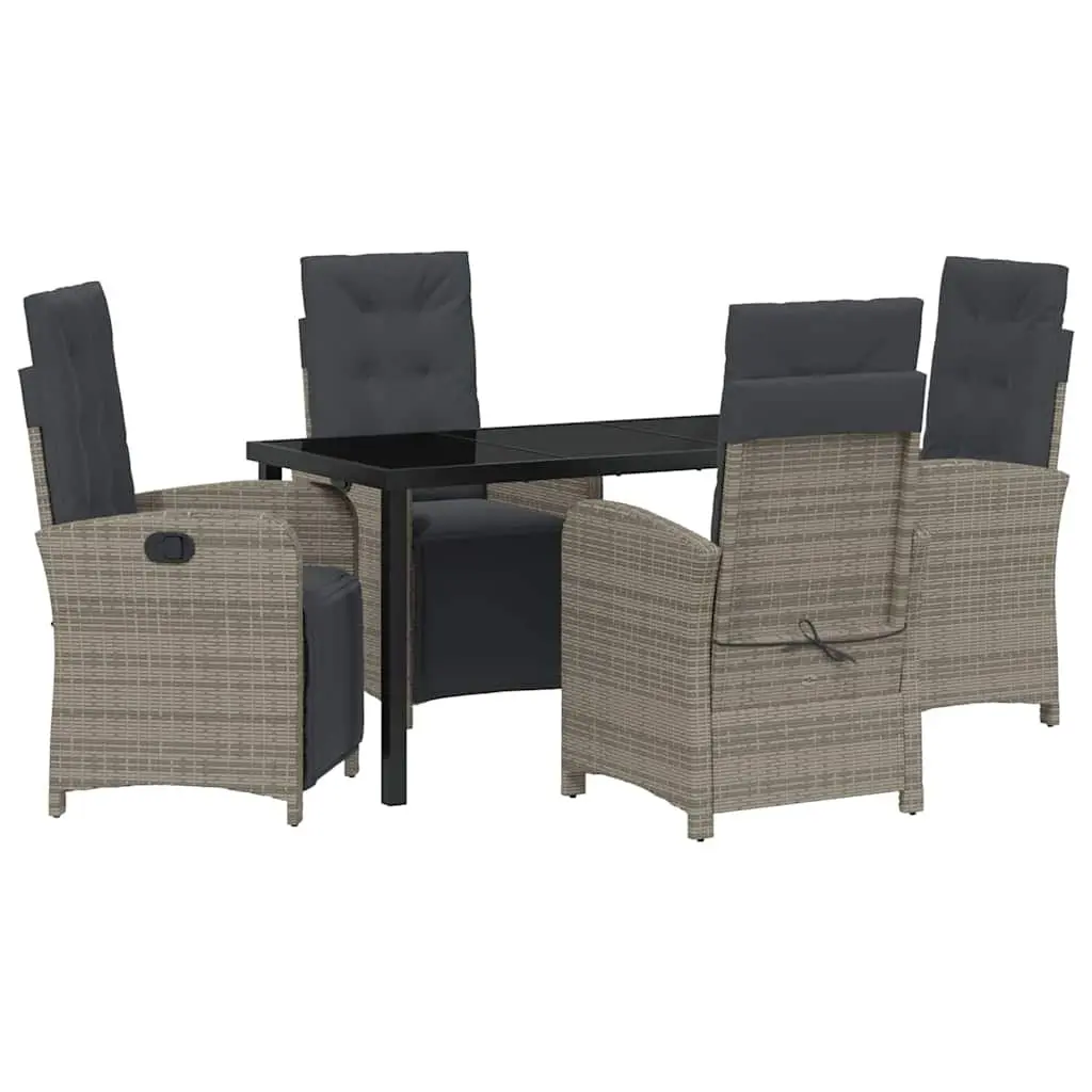 5 Piece Outdoor Dining Set with Grey Poly Rattan
