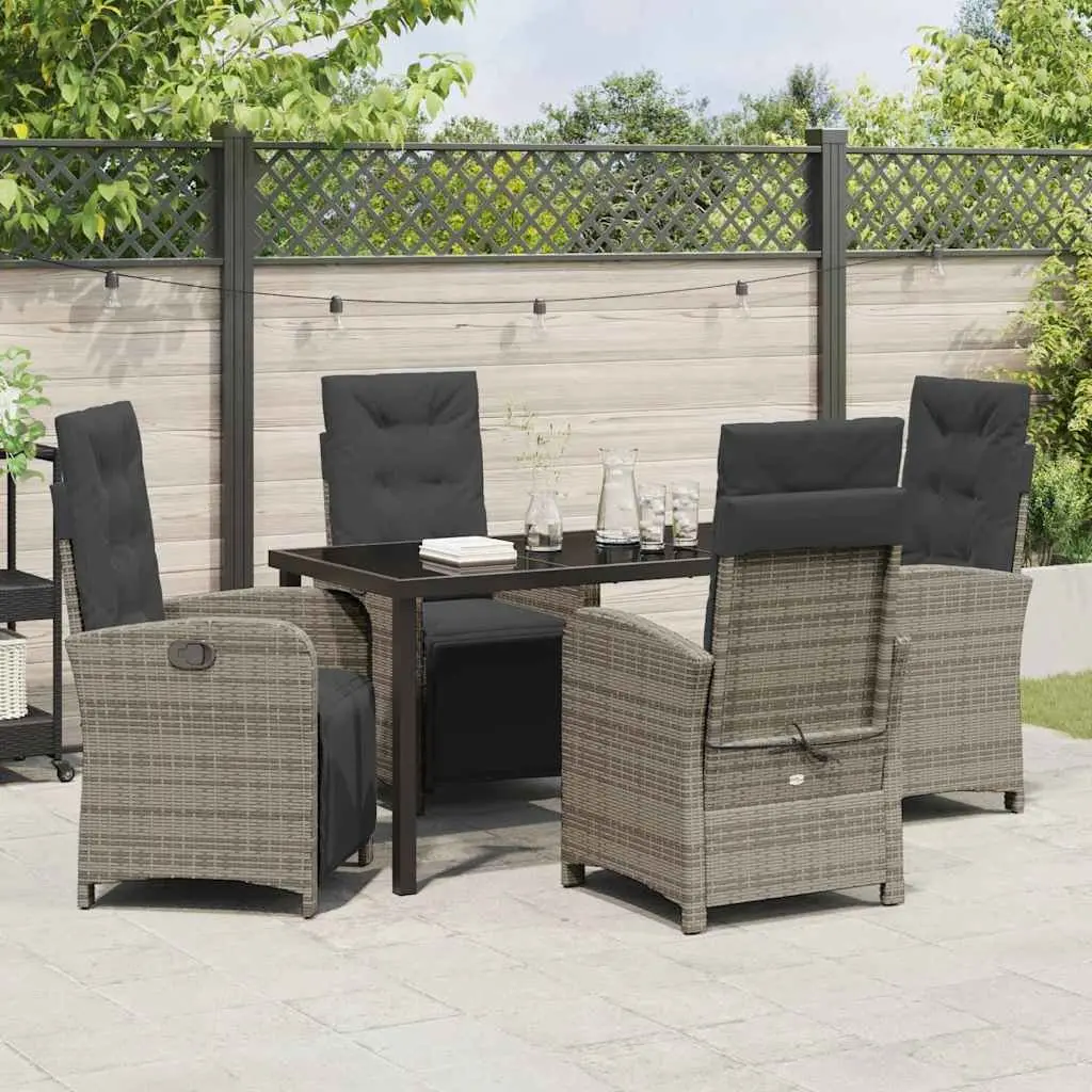 5 Piece Outdoor Dining Set with Grey Poly Rattan
