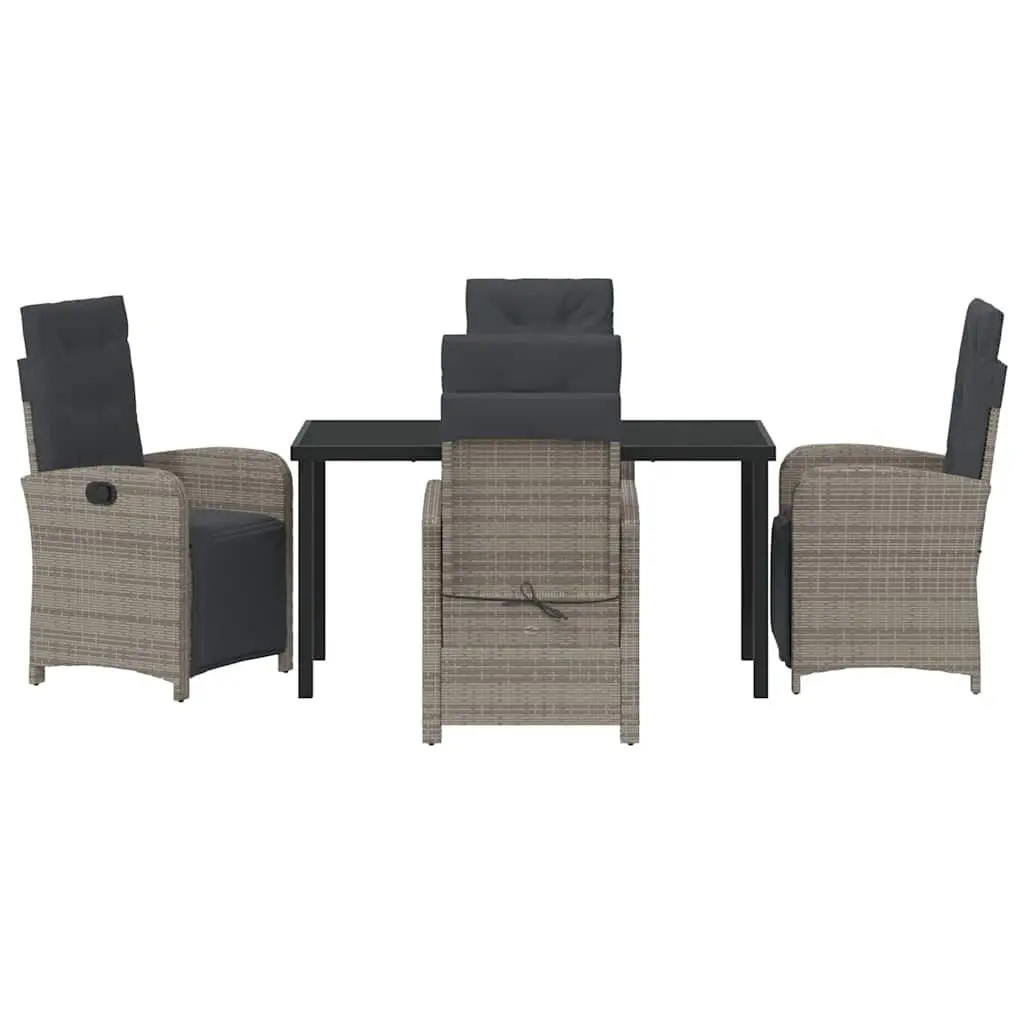 5 Piece Outdoor Dining Set with Grey Poly Rattan