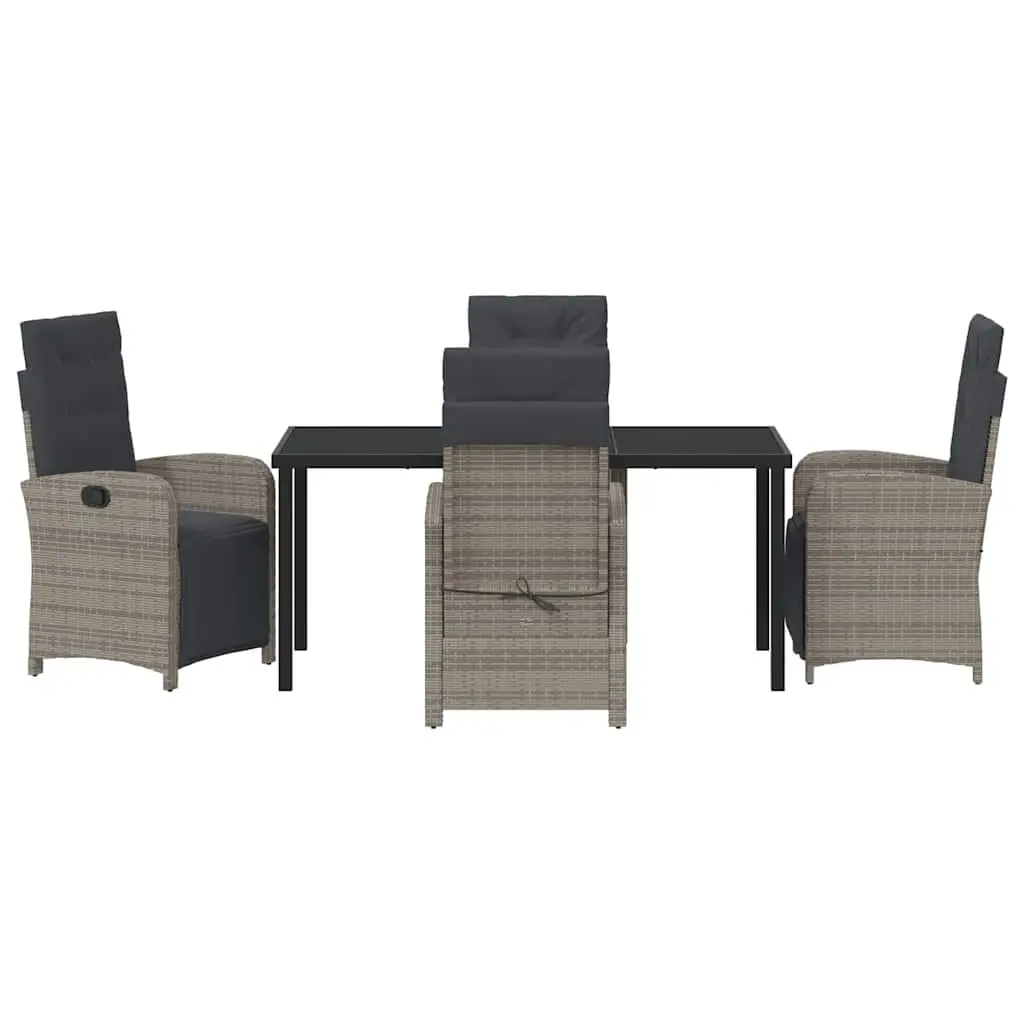 5-Piece Grey Poly Rattan Garden Dining Set