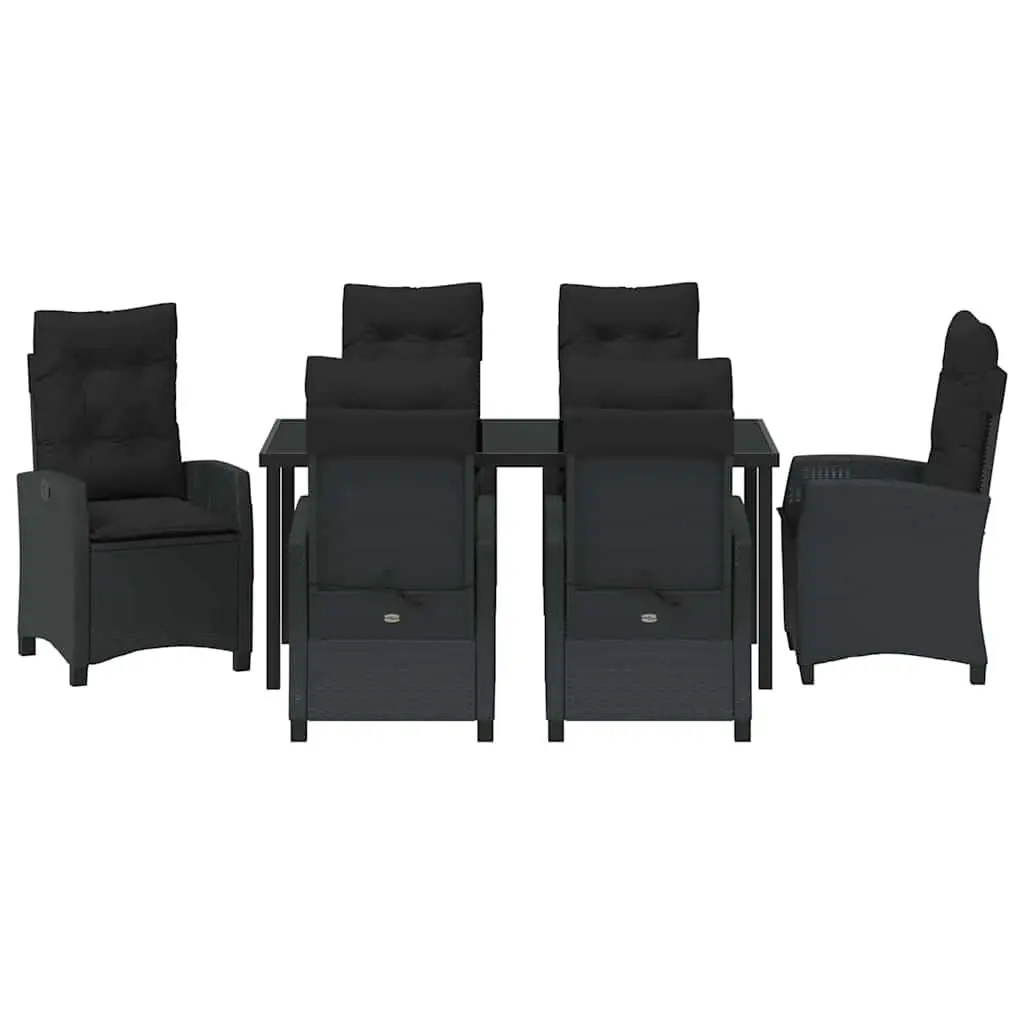 Garden Dining Set Poly Rattan Steel Frame 7 Piece Black