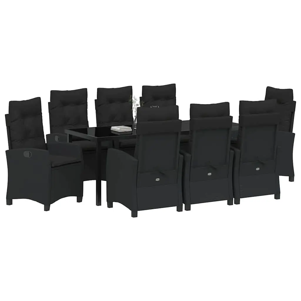 9-Piece Garden Dining Set with Glass Top