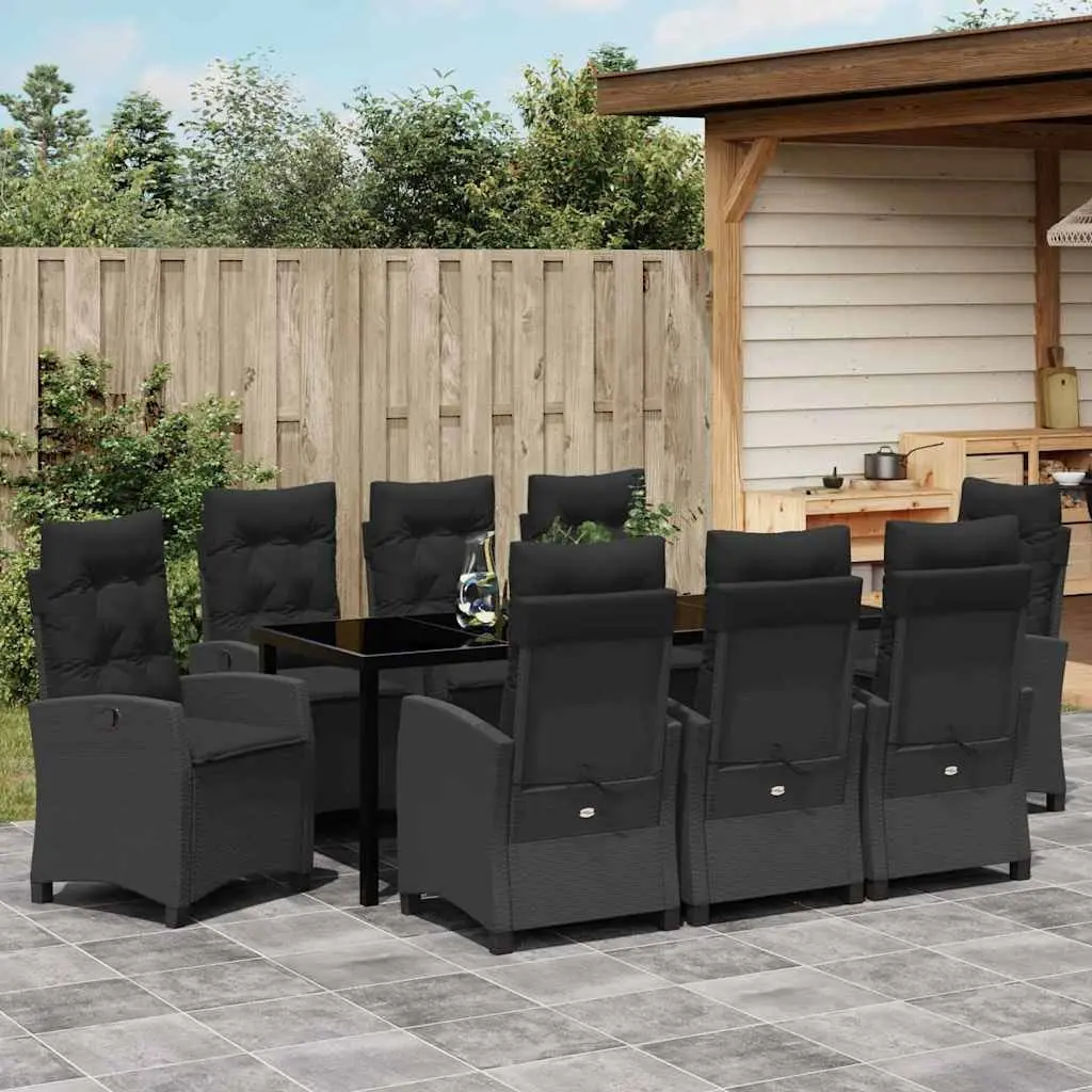 9-Piece Garden Dining Set with Glass Top