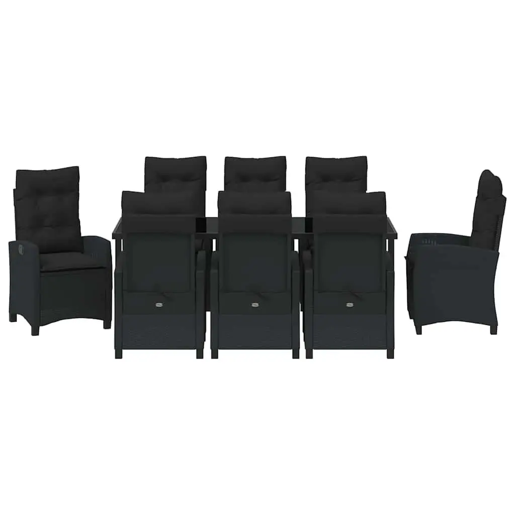 9-Piece Garden Dining Set with Glass Top