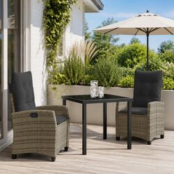 Grey 3-Piece Garden Dining Set with Cushions