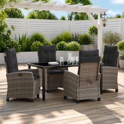 5-Piece Grey Garden Dining Set for Outdoor Comfort