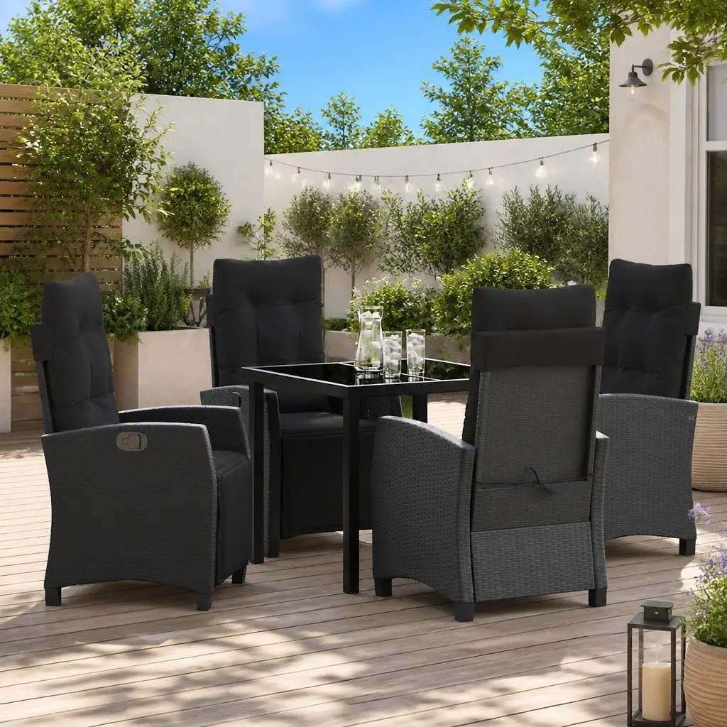 Garden Dining Set Poly Rattan 5 Piece Outdoor Furniture Black