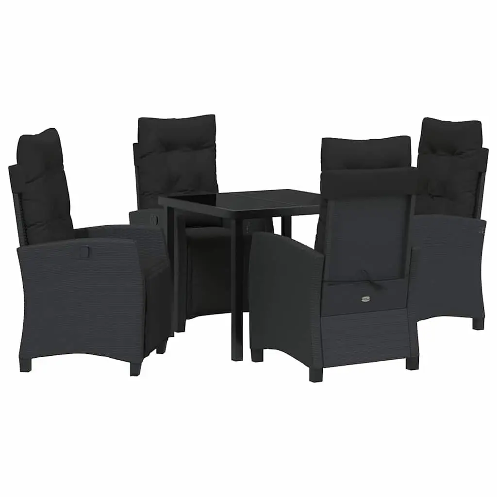 Garden Dining Set Poly Rattan 5 Piece Outdoor Furniture Black
