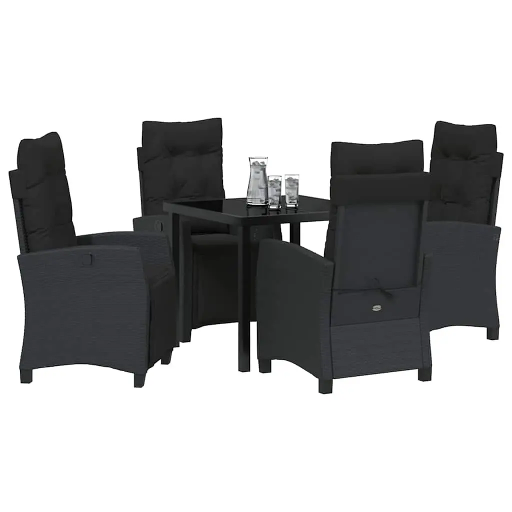 Garden Dining Set Poly Rattan 5 Piece Outdoor Furniture Black