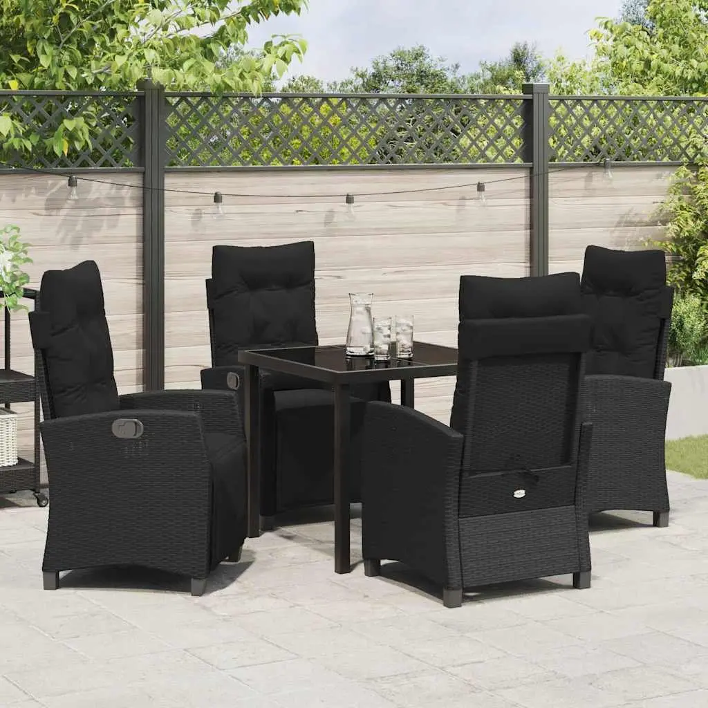 Garden Dining Set Poly Rattan 5 Piece Outdoor Furniture Black