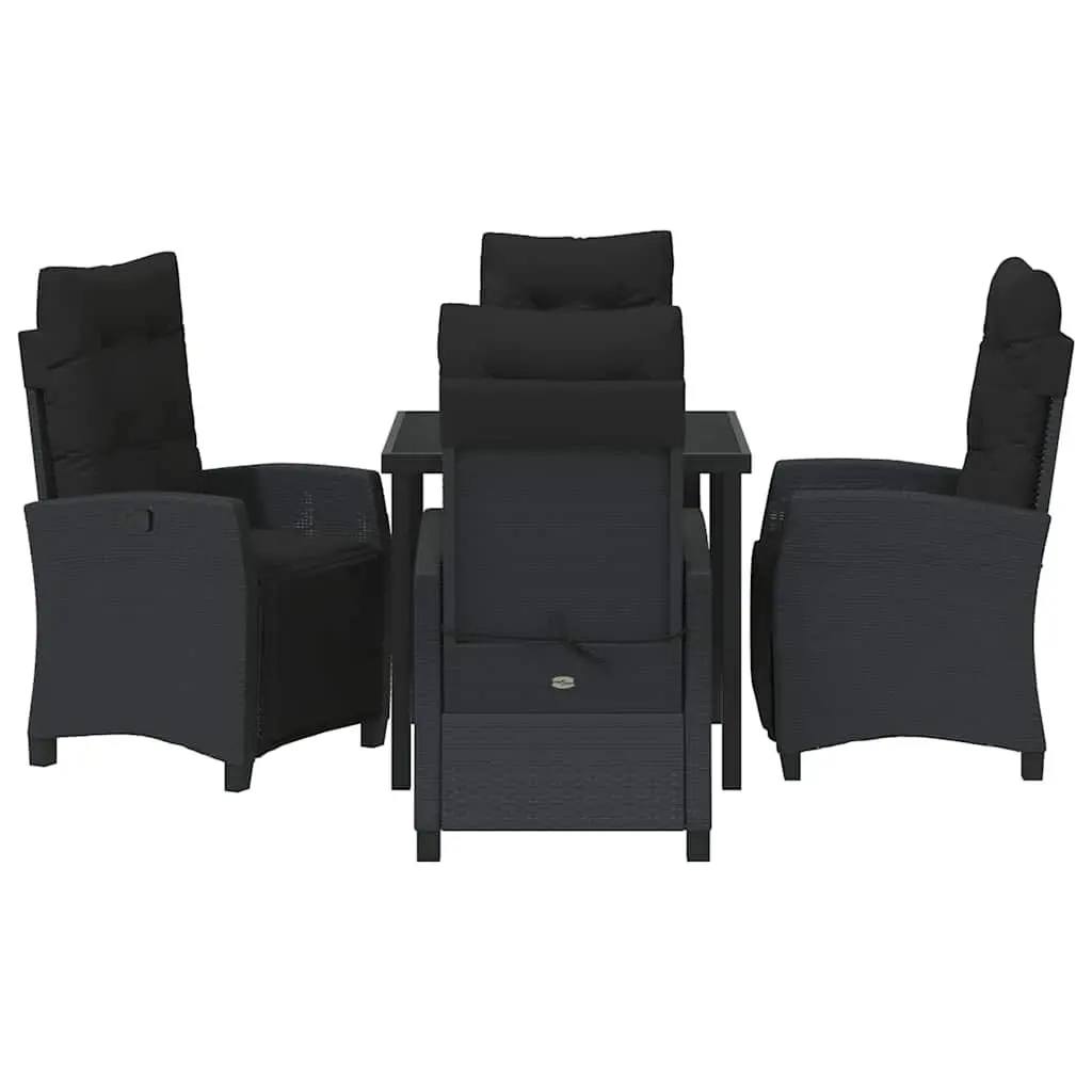 Garden Dining Set Poly Rattan 5 Piece Outdoor Furniture Black