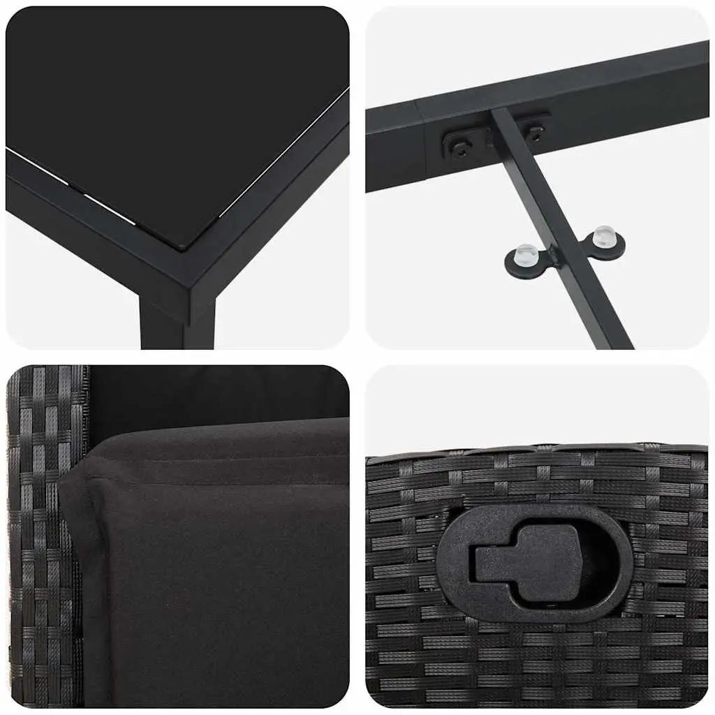 Black Poly Rattan 5-Piece Garden Dining Set
