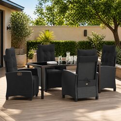 Premium 5 Piece Black Rattan Garden Dining Set
