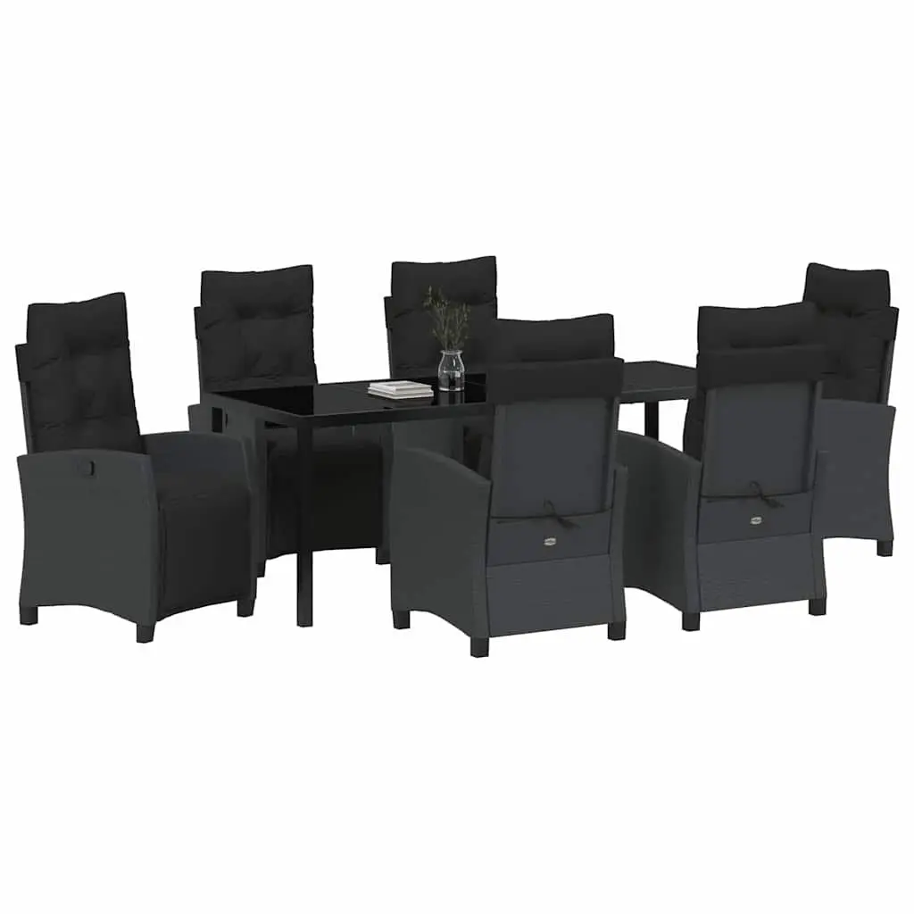 7-Piece Outdoor Dining Set in Black Poly Rattan