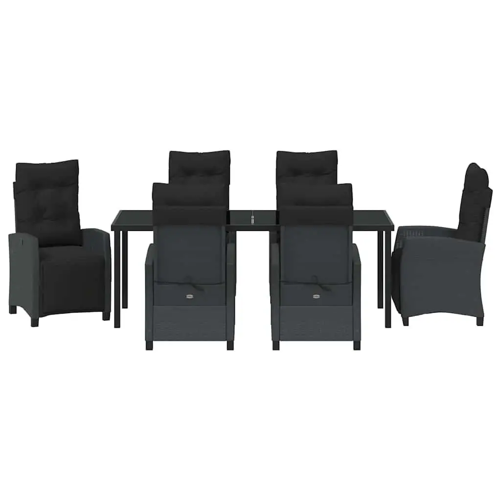7-Piece Outdoor Dining Set in Black Poly Rattan