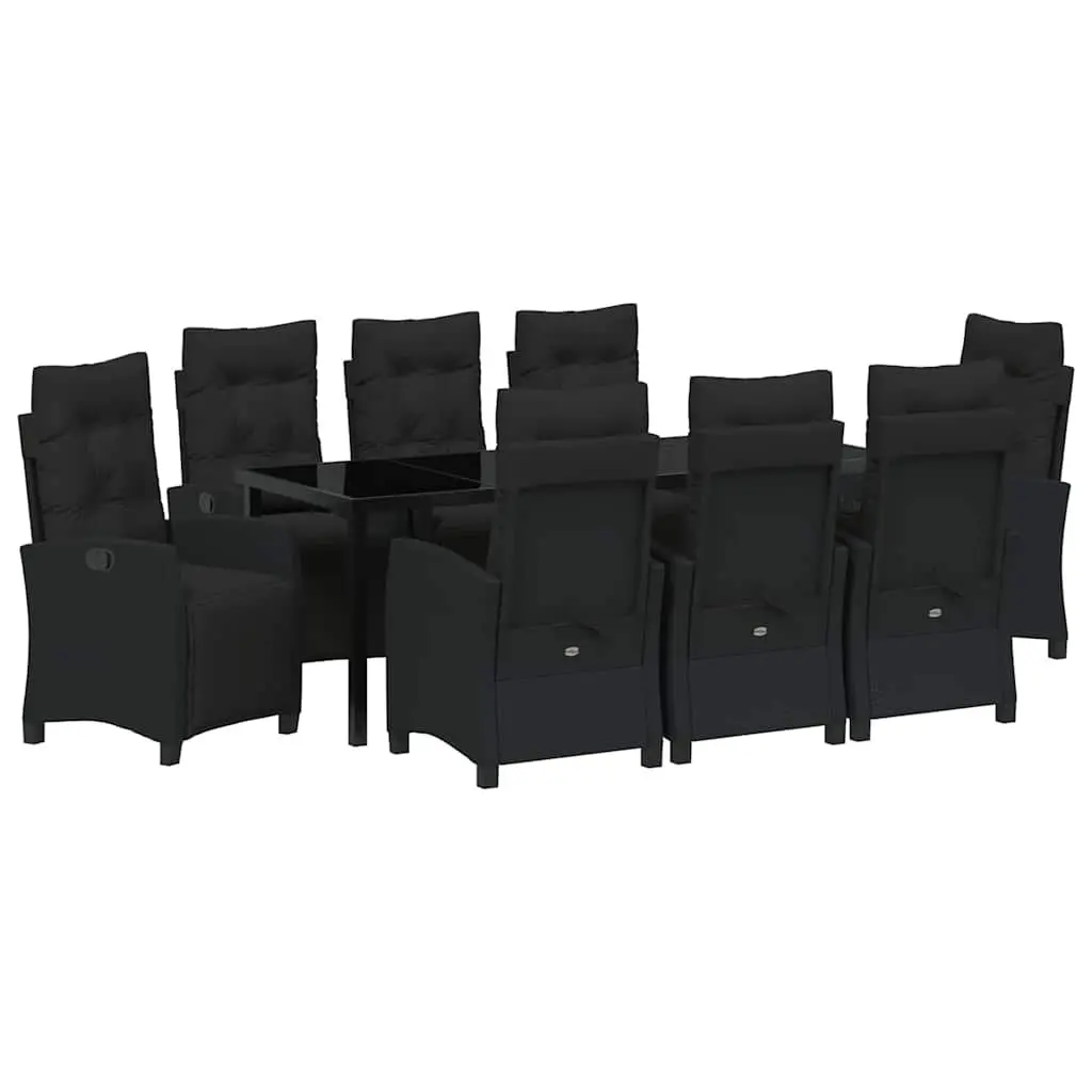 9-Piece Black Garden Dining Set with Steel Frame