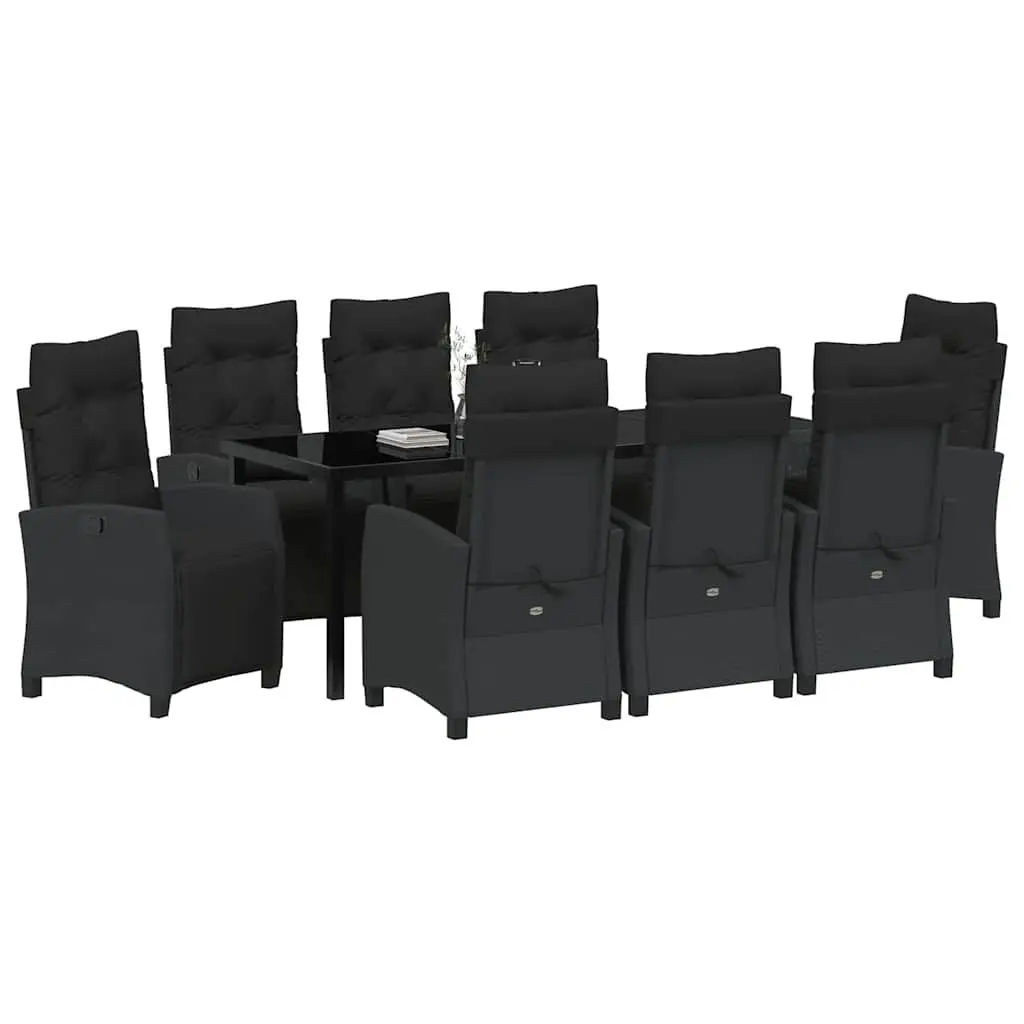 9-Piece Black Garden Dining Set with Steel Frame