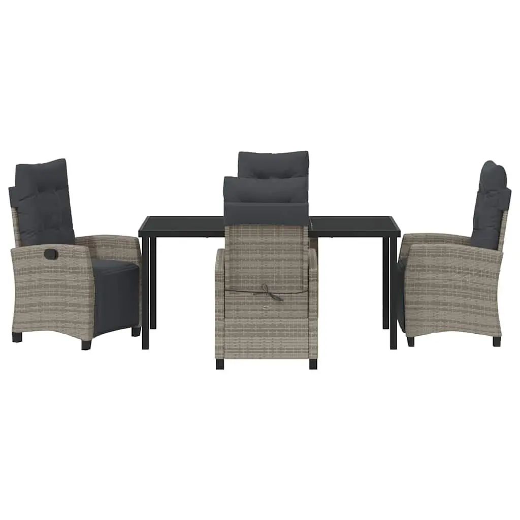 5-Piece Grey Outdoor Dining Set with Glass Table