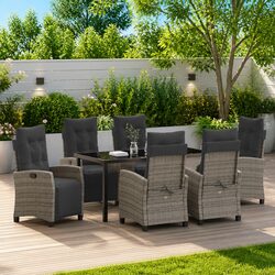 Stylish 7-Piece Garden Dining Set in Grey
