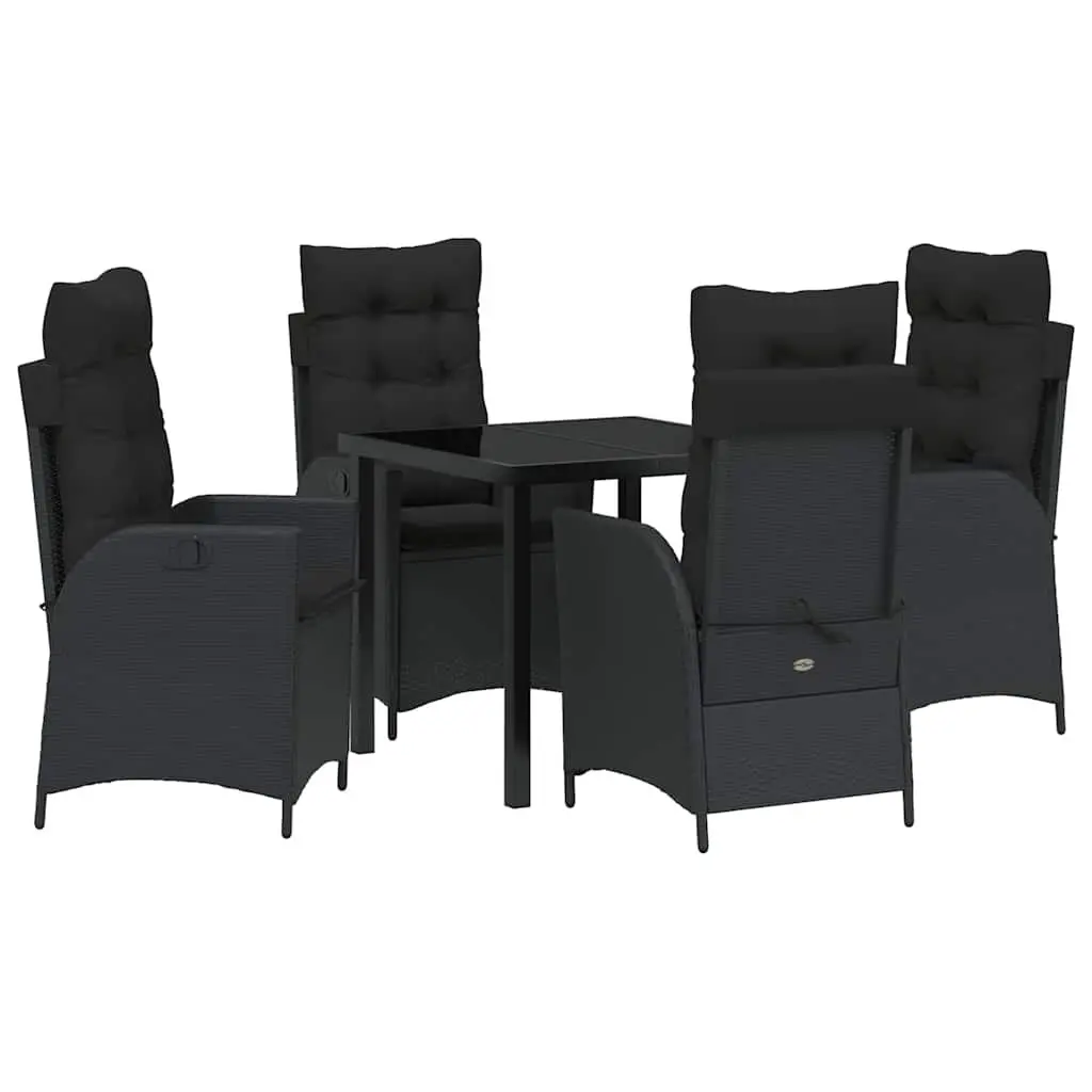 Black Garden Dining Set with Glass Table