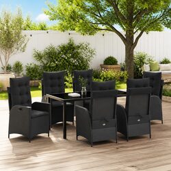 Premium 7-Piece Black Poly Rattan Garden Dining Set