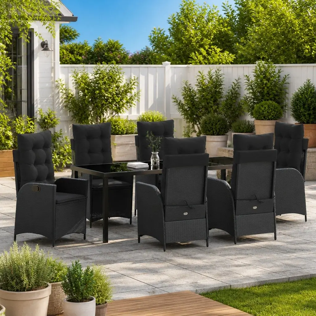 7-Piece Poly Rattan Outdoor Dining Set