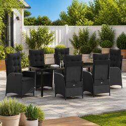 Stylish 7-Piece Poly Rattan Outdoor Dining Set