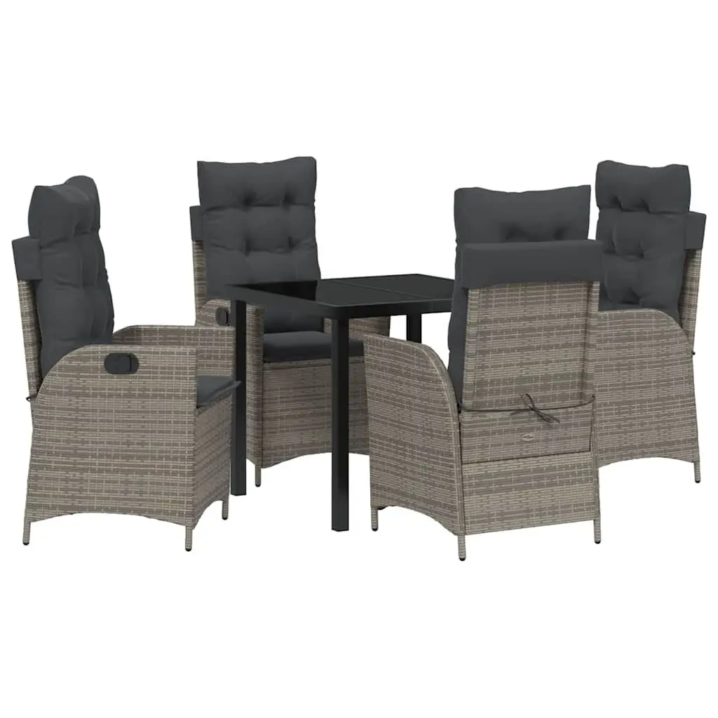 5-Piece Grey Rattan Dining Set for Outdoors