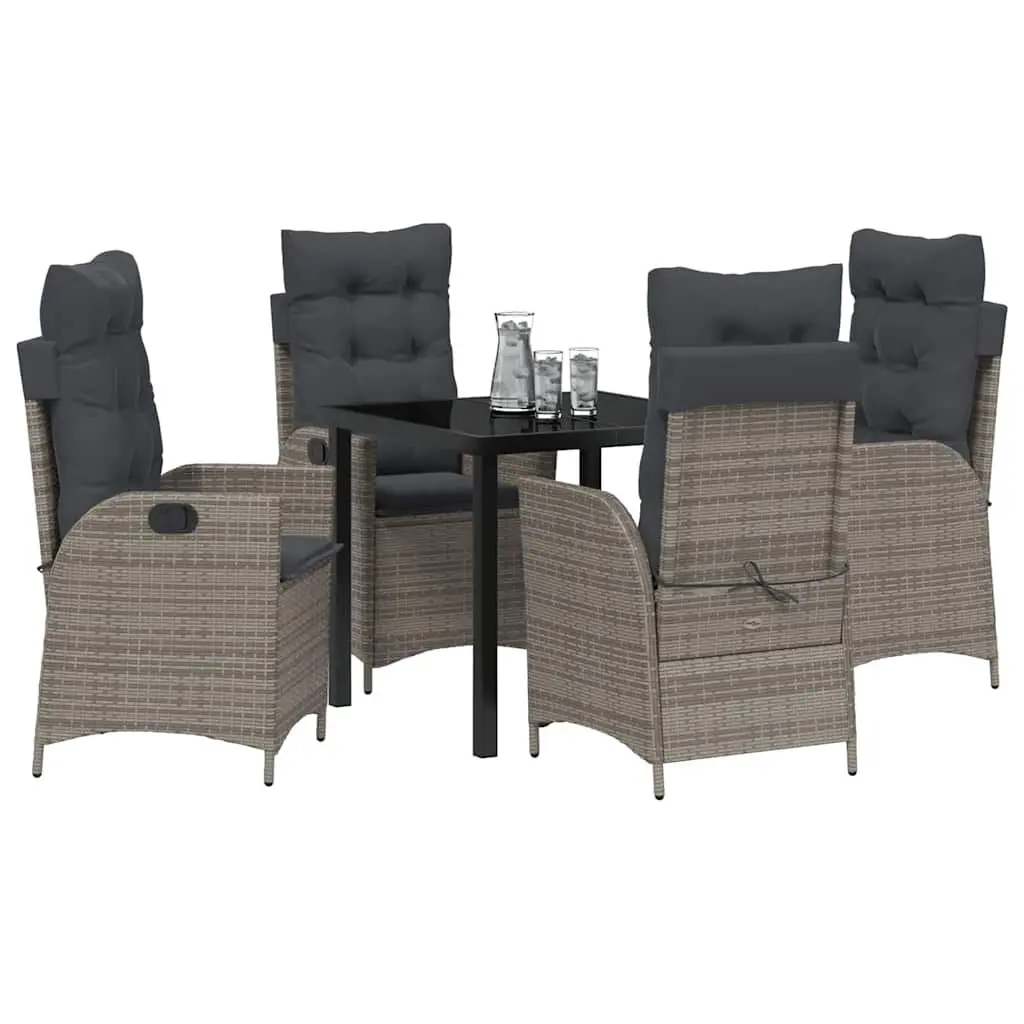 5-Piece Grey Rattan Dining Set for Outdoors