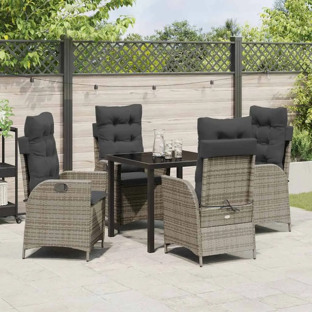 5-Piece Grey Rattan Dining Set for Outdoors