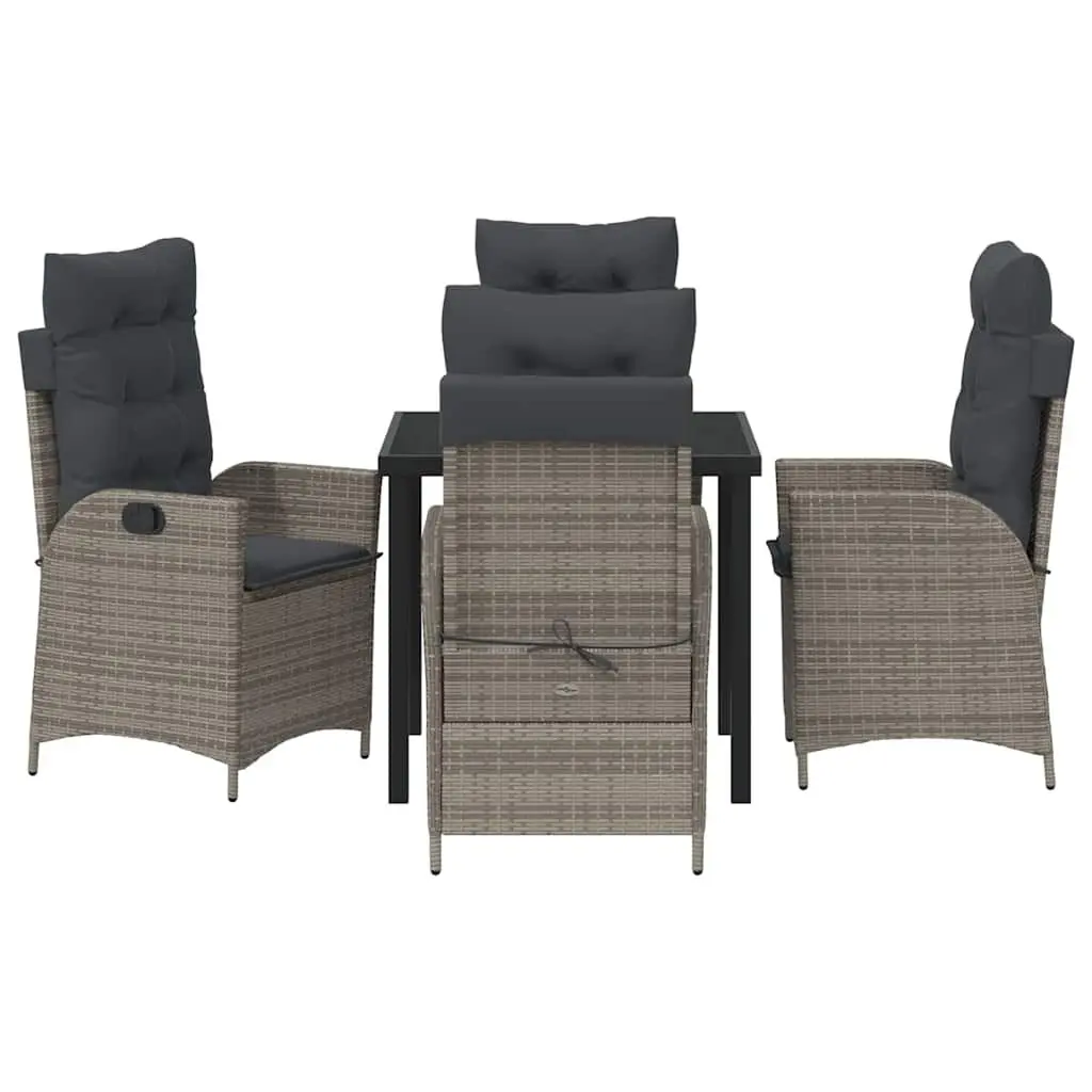 5-Piece Grey Rattan Dining Set for Outdoors