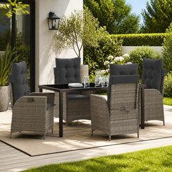Stylish 5 Piece Outdoor Dining Set with Glass Table