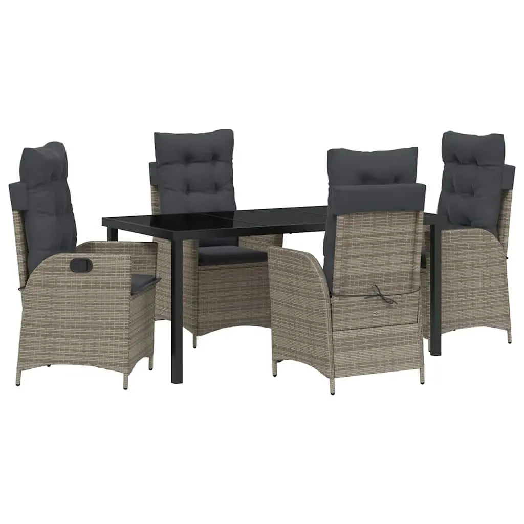 5 Piece Outdoor Dining Set with Glass Table