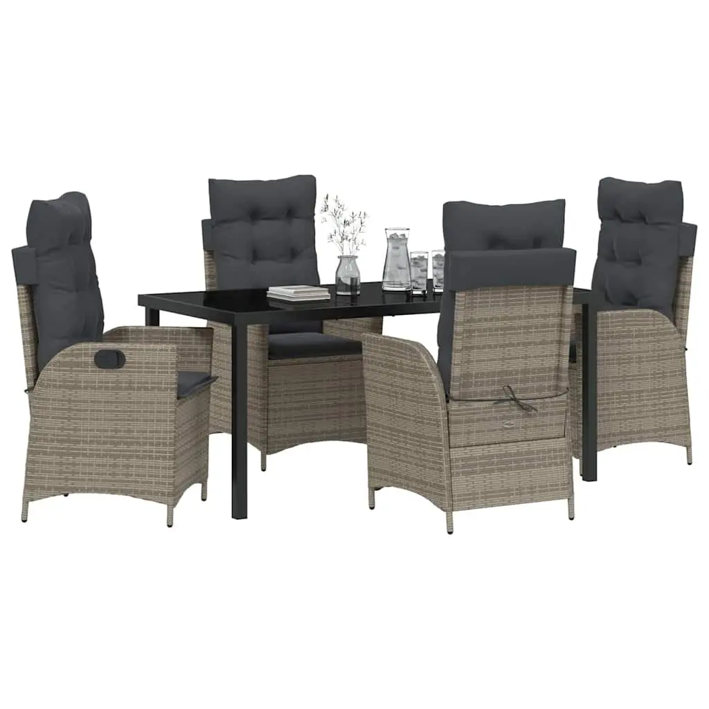 5 Piece Outdoor Dining Set with Glass Table