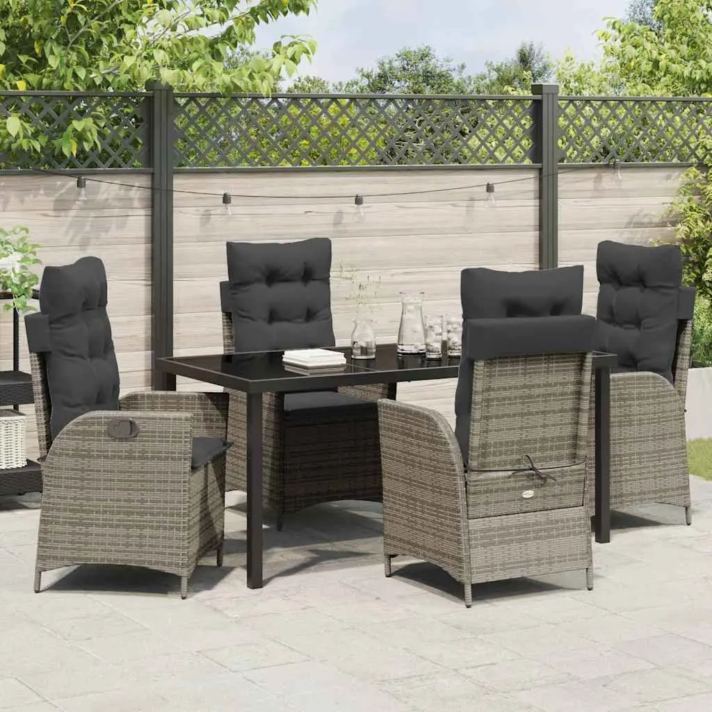 5 Piece Outdoor Dining Set with Glass Table