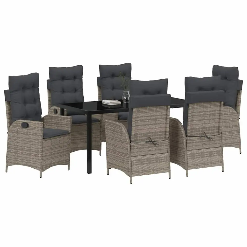 7-Piece Garden Dining Set with Grey Rattan