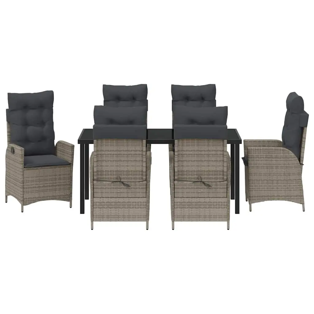 7-Piece Garden Dining Set with Grey Rattan