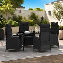 Premium Outdoor Garden Dining Set 5 Piece Black Rattan