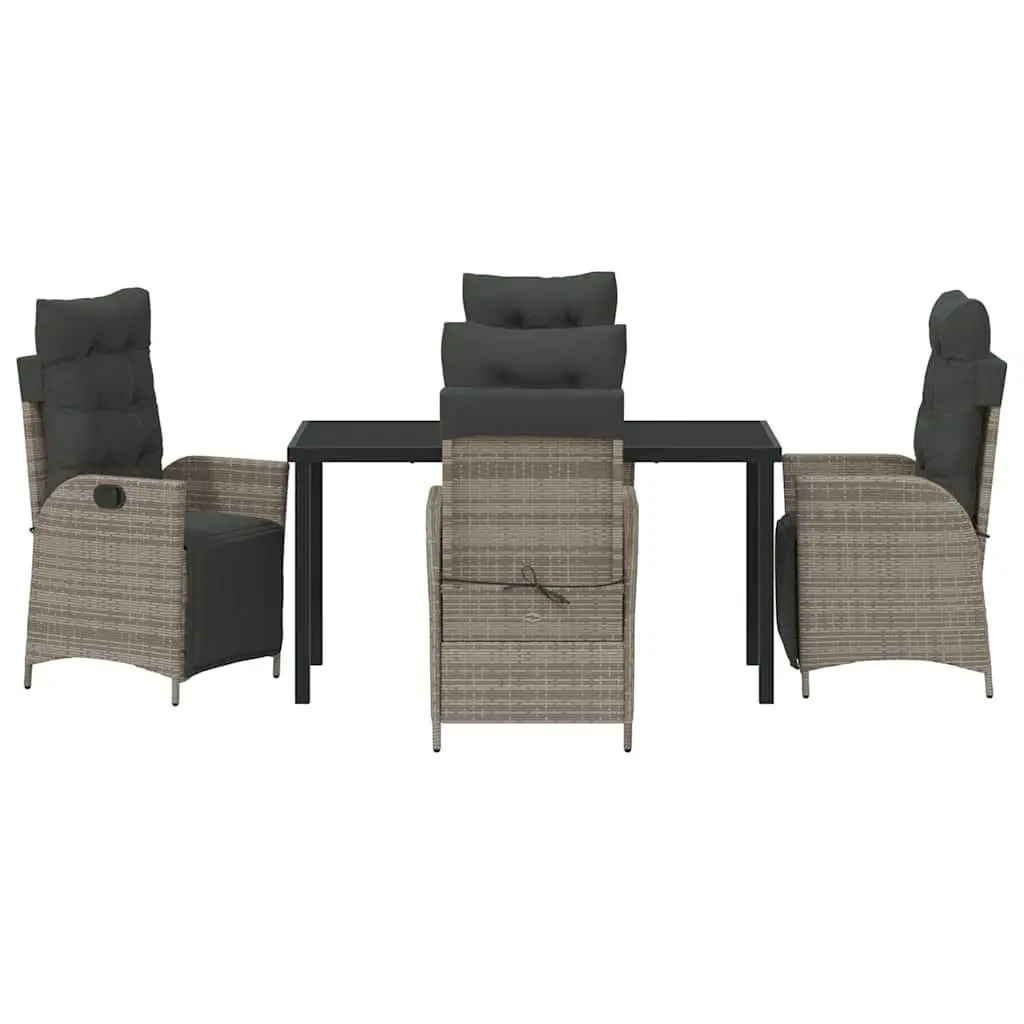 5-Piece Grey Poly Rattan Garden Dining Set