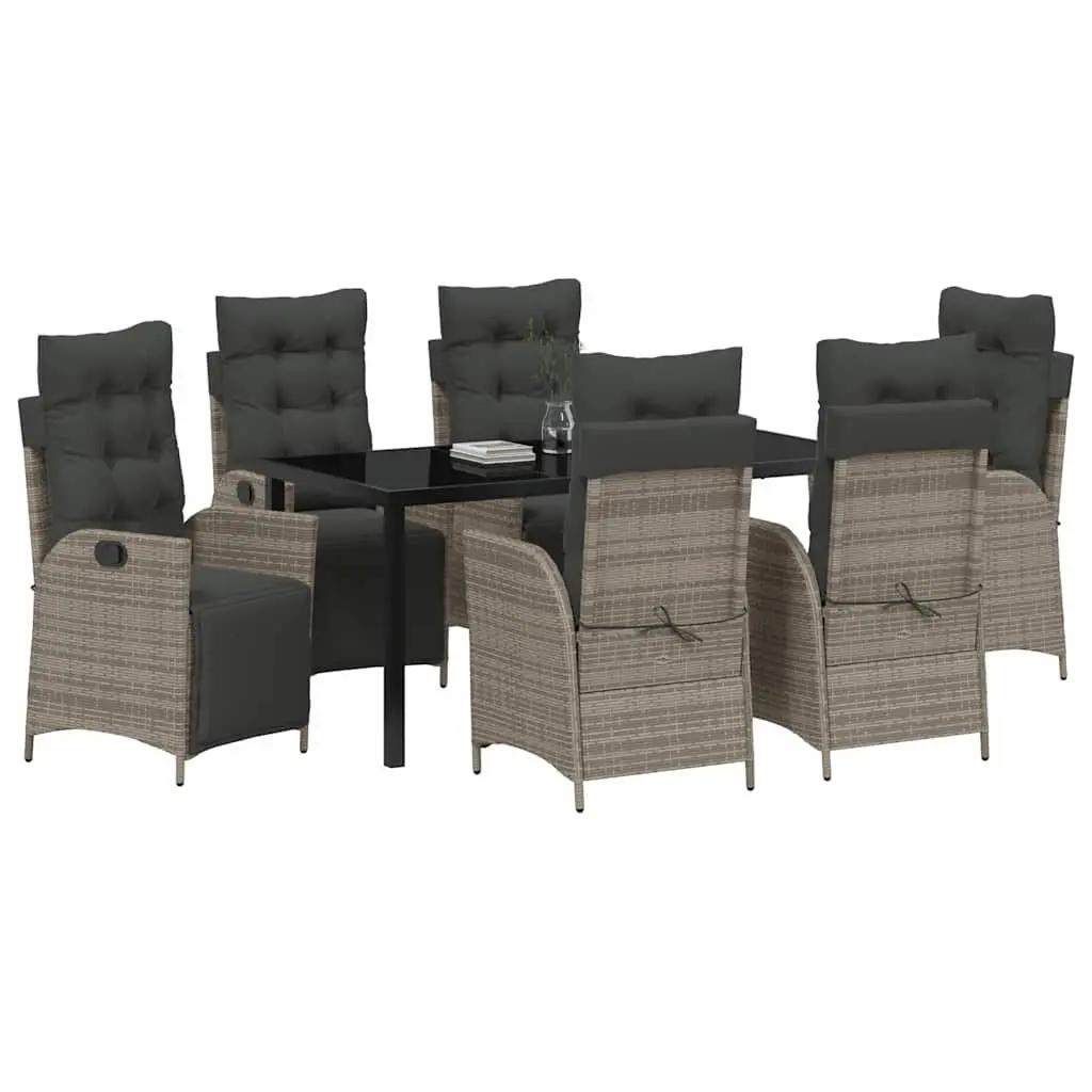 7-Piece Garden Dining Set with Grey Poly Rattan