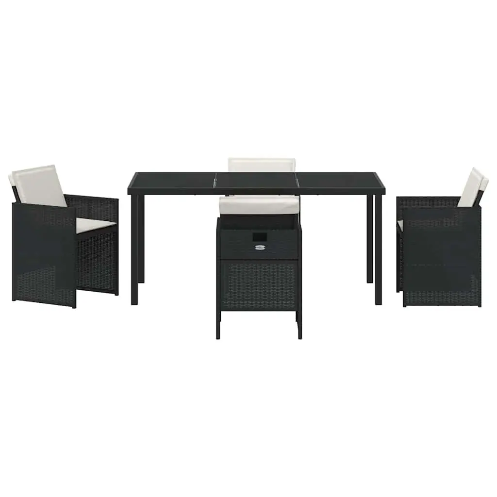 Garden Dining Set 5 Pieces Black Outdoor Furniture Table Chairs Patio Rattan