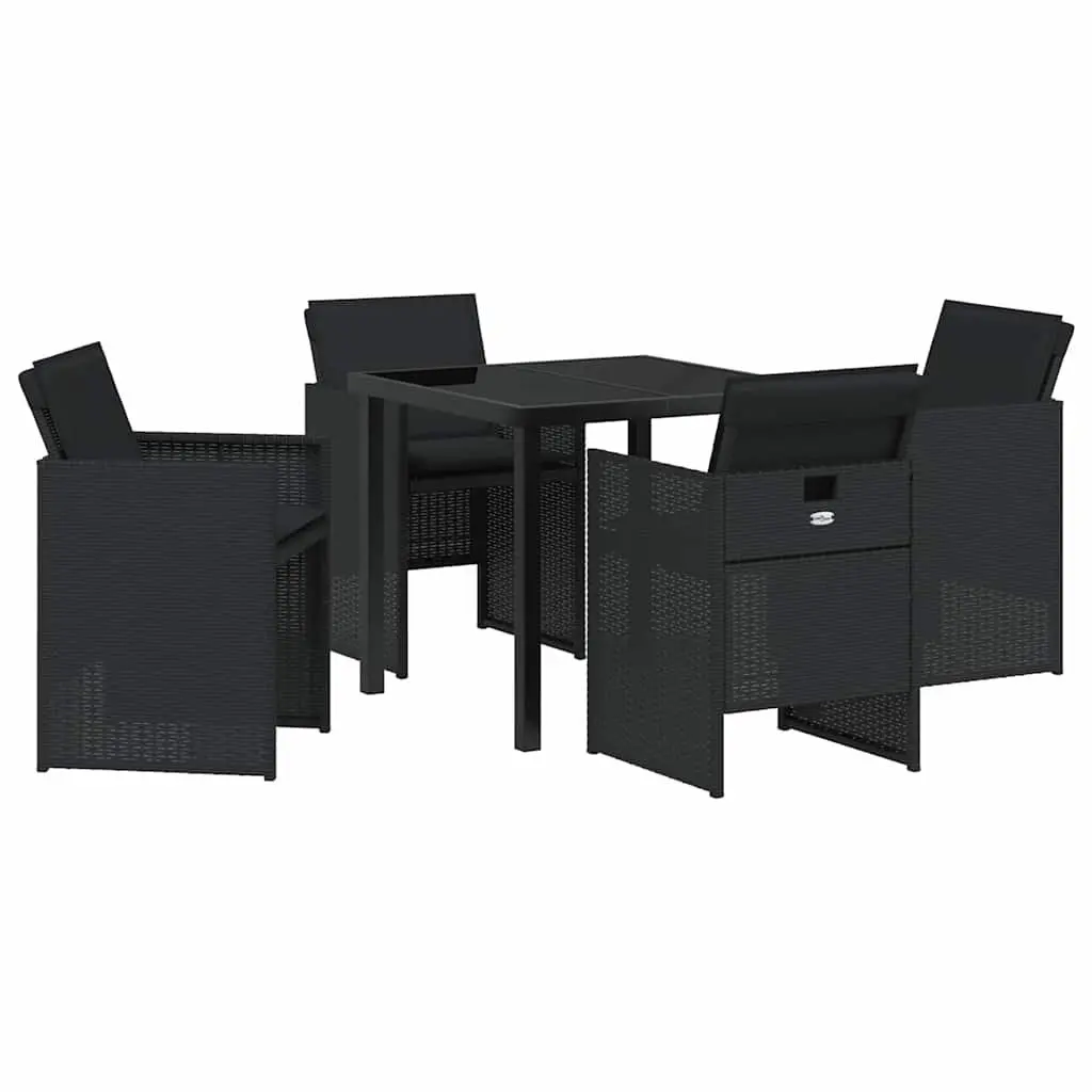 5 Piece Black Outdoor Garden Dining Set with Metal Frame