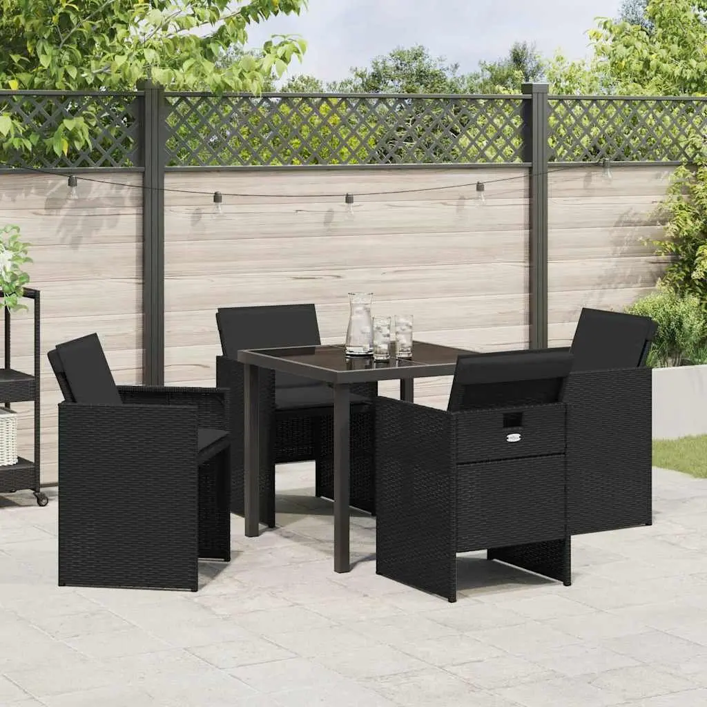 5 Piece Black Outdoor Garden Dining Set with Metal Frame