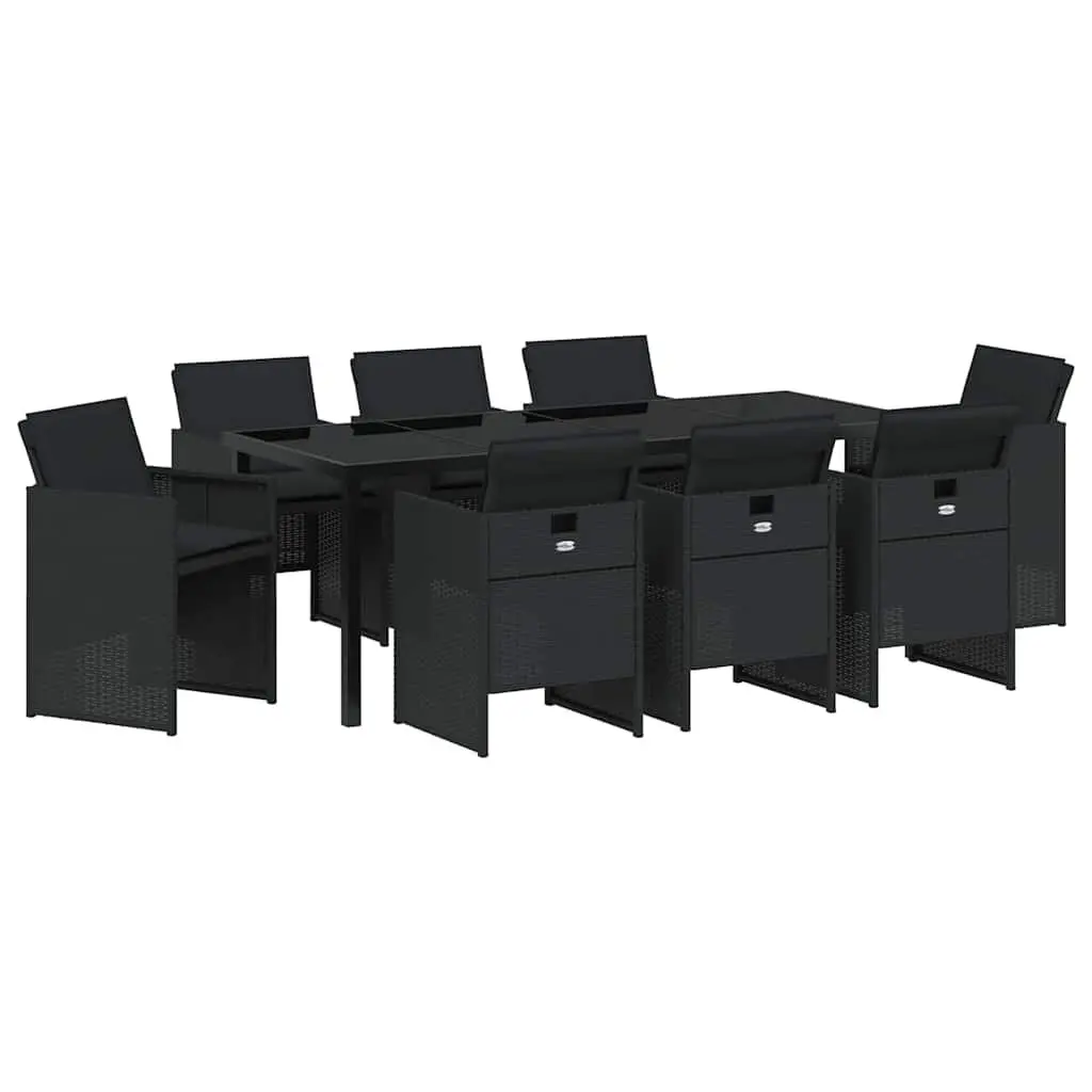 9-Piece Black Garden Dining Set for Outdoor Spaces
