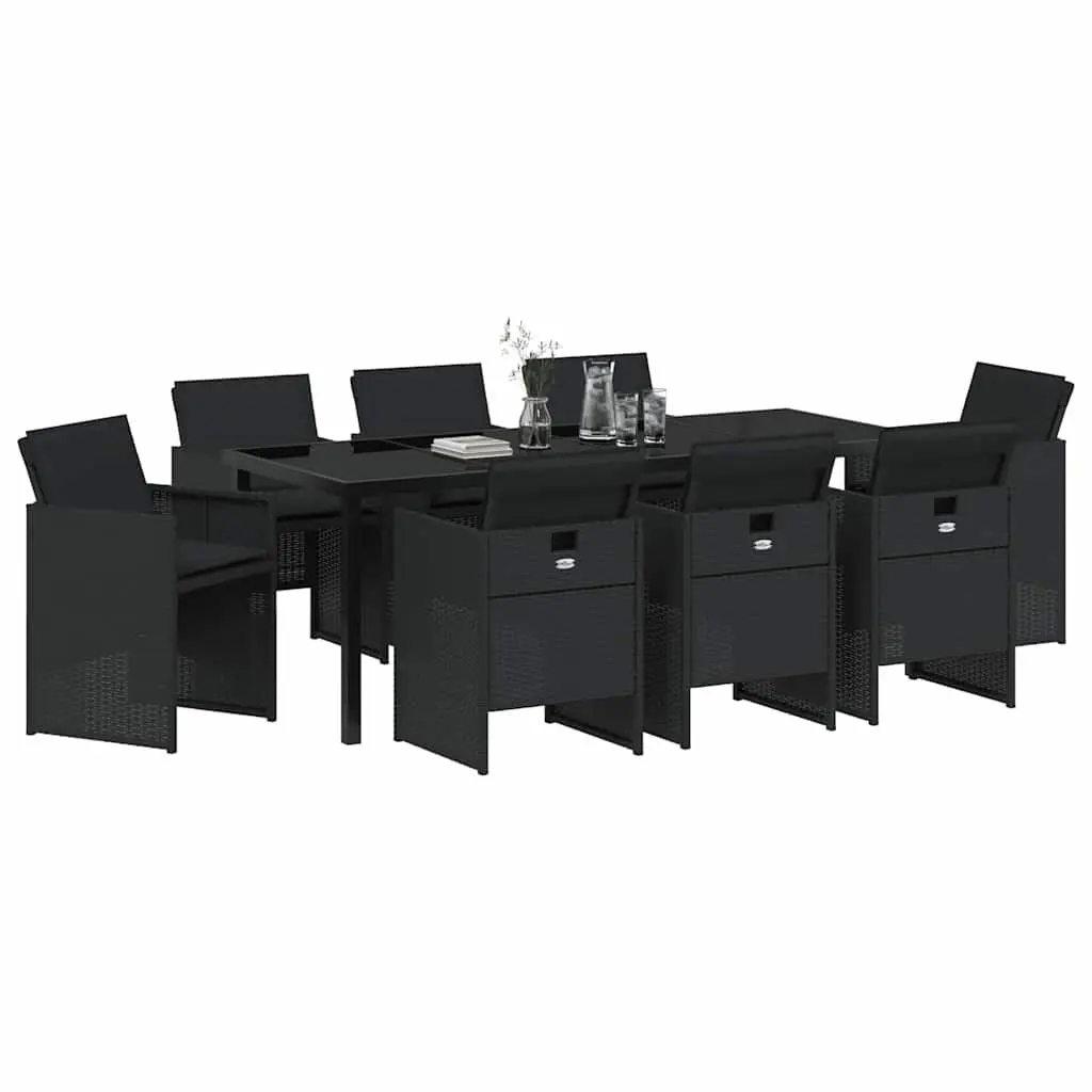 9-Piece Black Garden Dining Set for Outdoor Spaces