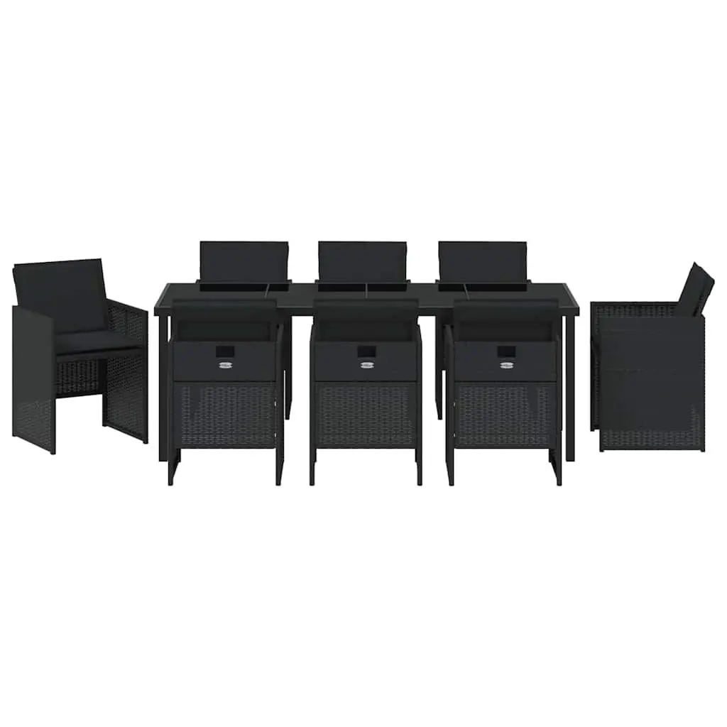 9-Piece Black Garden Dining Set for Outdoor Spaces